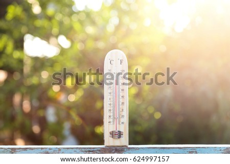 Thermometer in the nature , the heat , Conceptual Photo Picture of a Thermometer Object , A thermometer on the nature to check the temperature.