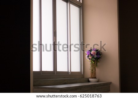 Beautiful pink and violet flowers in vase