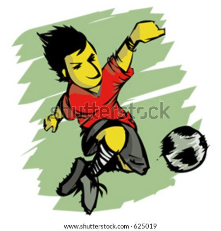 A cartoon vector illustration depicting a football player in action!