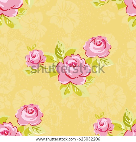 Seamless floral pattern with watercolor rose roses Vector Illustration EPS8