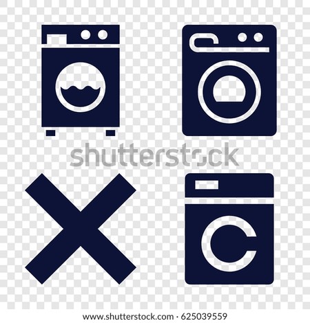 Clear icons set. set of 4 clear filled icons such as washing machine