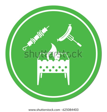 Brazier, kebab and sausage icon. Vector illustration

