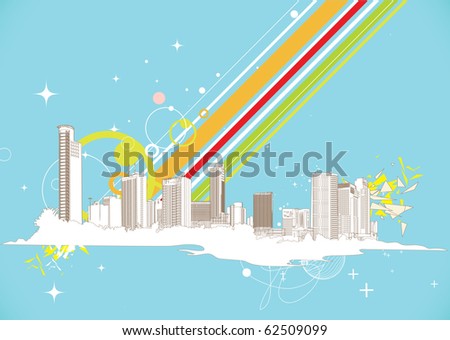 Vector illustration of retro abstract urban background