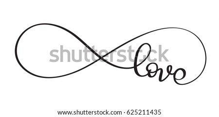 Love word In the sign of infinity. Vector calligraphy and lettering EPS10