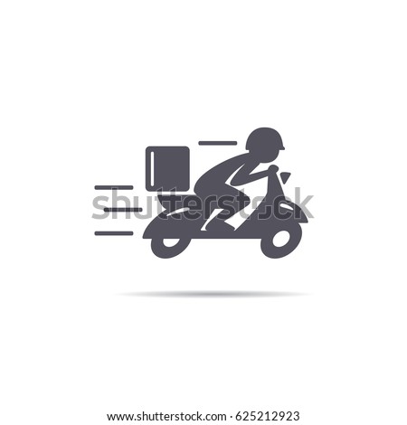A man is riding a scooter. Delivery icon Royalty-Free Stock Photo #625212923