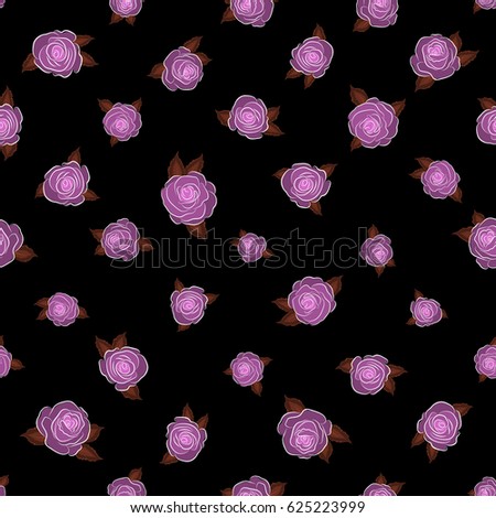 Vector vintage watercolor roses seamless pattern (hand drawn) in pink and brown colors.