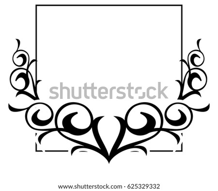 Black and white  frame with floral silhouettes. Copy space. Vector clip art.