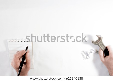 Hand writing on white background