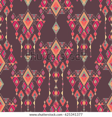 Vector Tribal vintage ethnic seamless pattern. Aztec, mexican, navajo, african motif