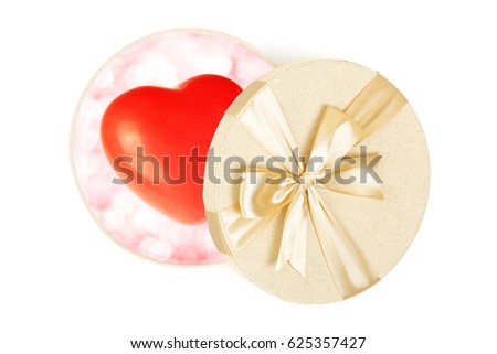 gift box with love heart isolated on white