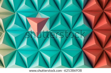 Abstract blue to red paper poly  made from  tetrahedron background. Usefull for business cards and web.