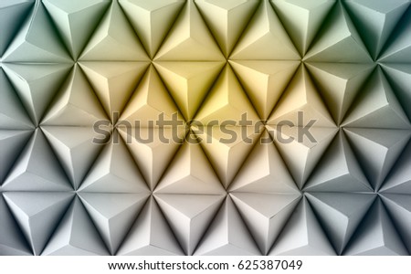 Abstract  paper poly  made from  tetrahedron background. Yellow 