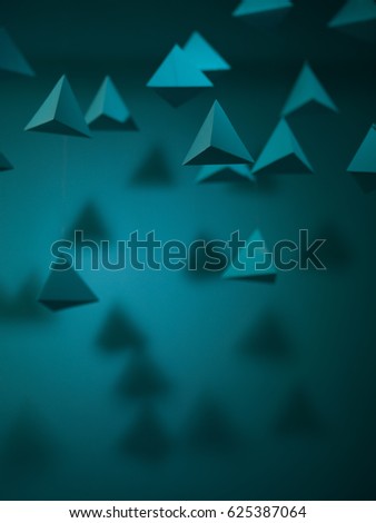 Abstract paper pyramid background in space. Ufo's. Usefull for business cards and web