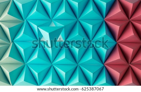 Abstract blue to red paper poly  made from  tetrahedron background. Usefull for business cards and web.