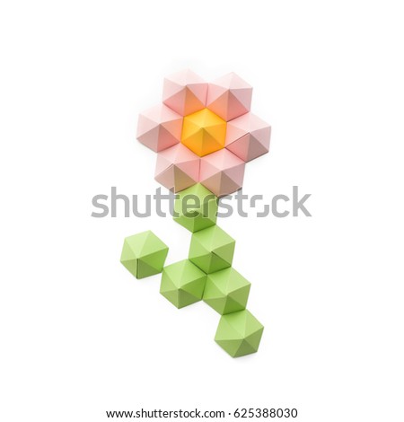 Abstract origami flower made of hexagonal paper pyramids
