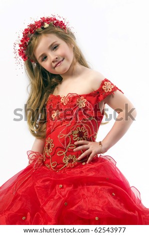 Teen girl in a dress by an isolated background