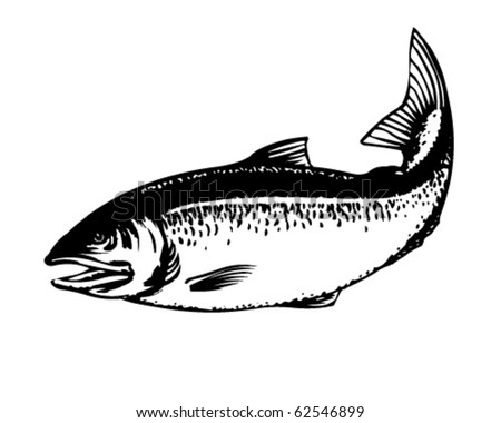 Salmon - Retro Clipart Illustration