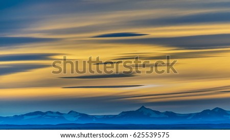 Patagonian sunset landscape scene at Santa Cruz province, Argentina
