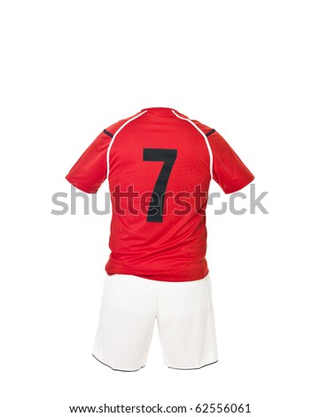 Football shirt with number 7 isolated on white background