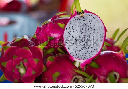 Group detail of fresh raw dragon fruit 