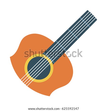 Flat illustration of a brown classic guitar