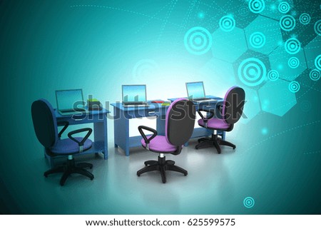 3d illustration of workplace with computer