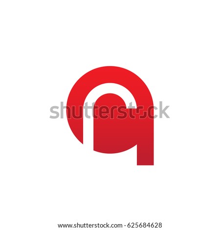 initial logo qr, rq, r inside q rounded letter negative space logo red