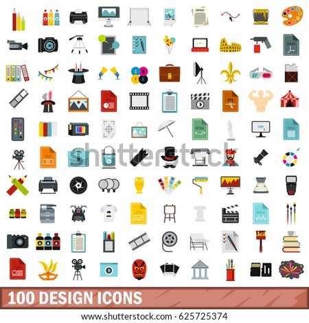 100 design icons set in flat style for any design vector illustration