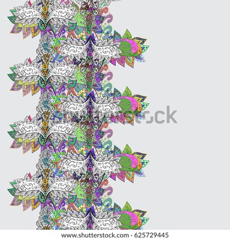 Seamless oriental ornament in the style of baroque. Vector traditional classic colorful pattern with white doodles on background.