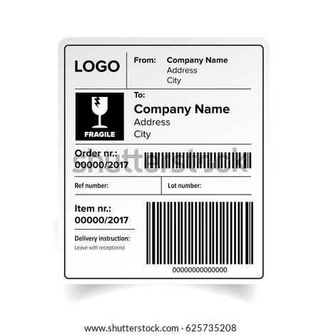 Shipping label barcode template vector Royalty-Free Stock Photo #625735208
