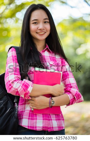 Asian student girl back to school university.
