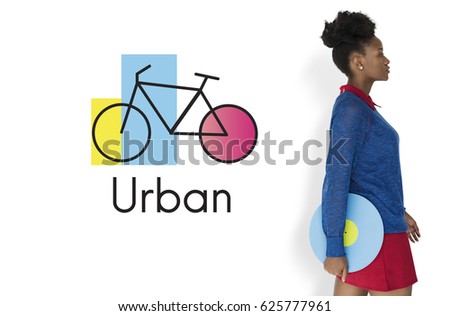 African Woman Studio Shoot on White Background Bike Icon