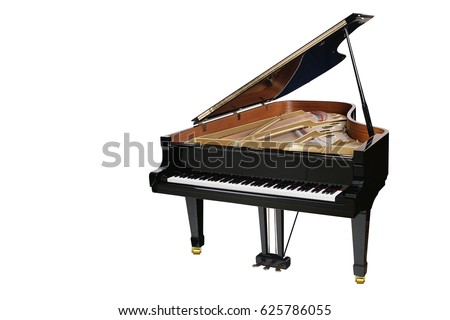 classic musical instrument black piano isolated on white background