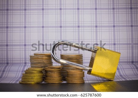 Stack of coins With a key