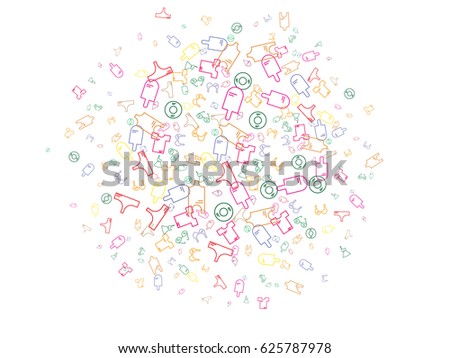 Abstract background for documents on a summer vacation theme. Icons of glasses, swimsuits, ice cream, lifebuoys, summer clothes.
