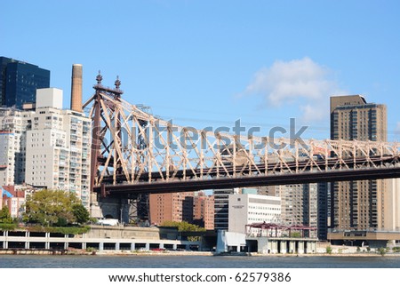 Skyline of midtown Manhattan with the Queensboro Bridge from across the East River.