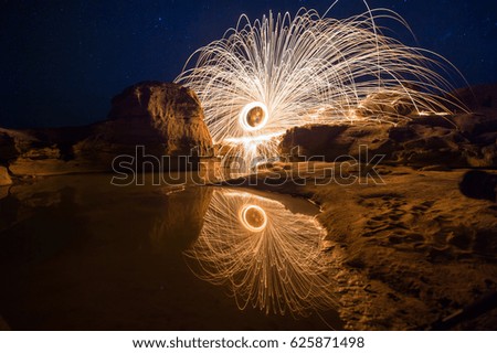 long exposure with steel wool spinning light