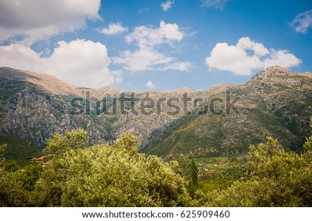 2016, Albania, Llogara National Park, Llogara Pass. Vlore county, view to the bay and beach Royalty-Free Stock Photo #625909460