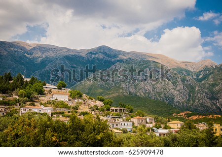 2016, Albania, Llogara National Park, Llogara Pass. Vlore county, view to the bay and beach Royalty-Free Stock Photo #625909478