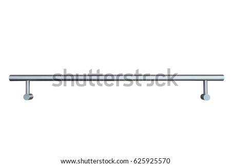 Long metal steel bar object isolated on white background