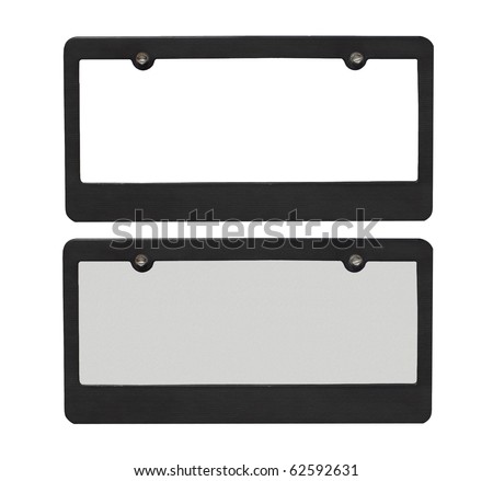 license plate borders one blank one with reflective plate isolated on a white background Royalty-Free Stock Photo #62592631