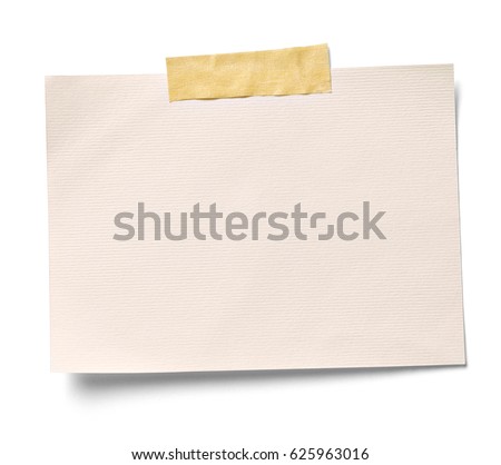 close up of  a vintage note paper on white background Royalty-Free Stock Photo #625963016