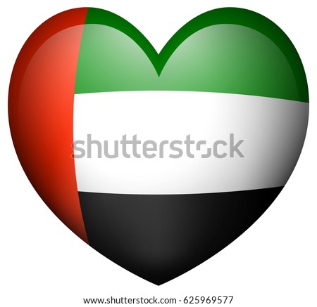 Arab Emirates flag in heart shape icon illustration