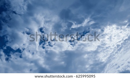 Cloudy blue stormy sky in spring day
