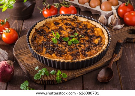 Delish quiche onion, food stylid photo, delish taste, ready for your advertisment