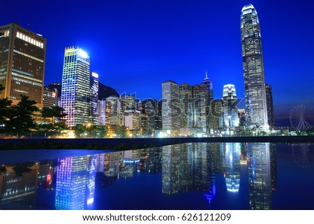 the Hong Kong cityscape at night central
