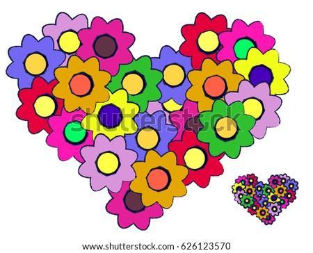 Clip art decoration heart with flowers as a symbol of spring