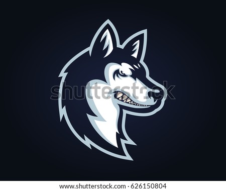 Confidence Angry Dog Breed Character Logo - Siberian Husky