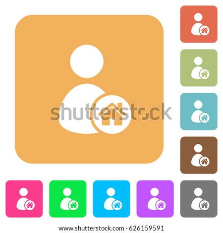 User home flat icons on rounded square vivid color backgrounds.