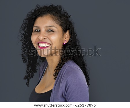 Woman Smiling Happiness Studio Portrait